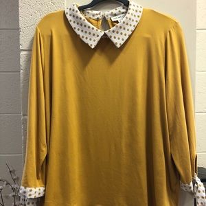 Yellow and White Long-Sleeve Top - Size 3X